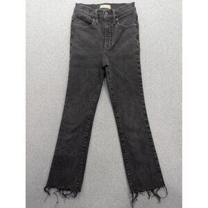 Madewell Jeans Womens 25 Black Cali Demi-Boot Raw Hem Stretch 5 Pocket Denim